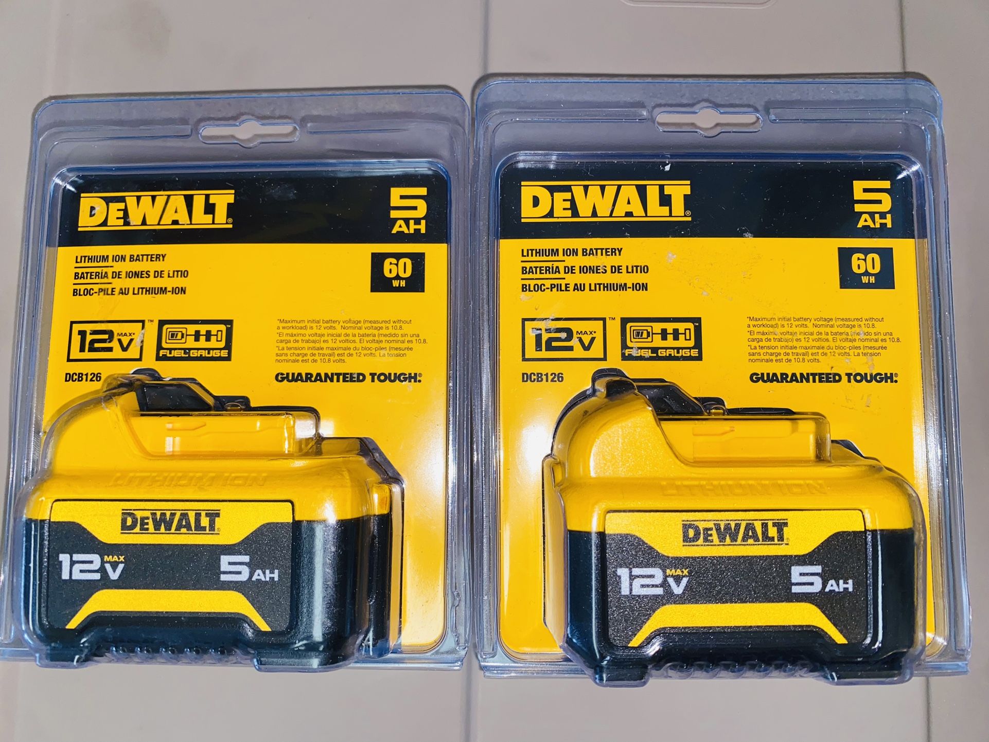 DeWALT ION LITHIUM BATTERY 12V 5AH 60 WH