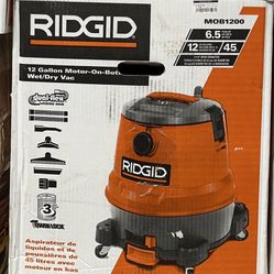 RIDGID 12 Gallon Motor-On-Bot Wet/Dry Vac (new)
