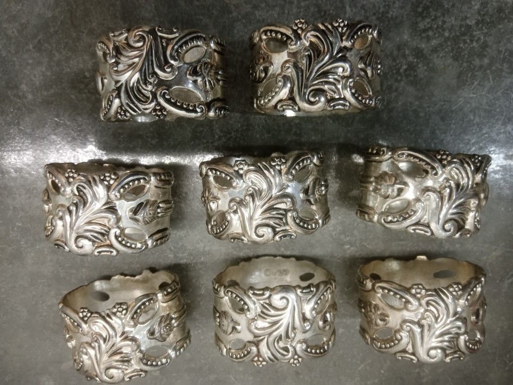 Vintage Set of 8 Godinger Silver Art GSA Napkin Rings