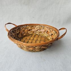 Round Woven Basket with Side Handles – Decorative Fruit & Bread Basket – 12"