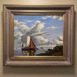 Sail Boat Oil Painting with Frame 