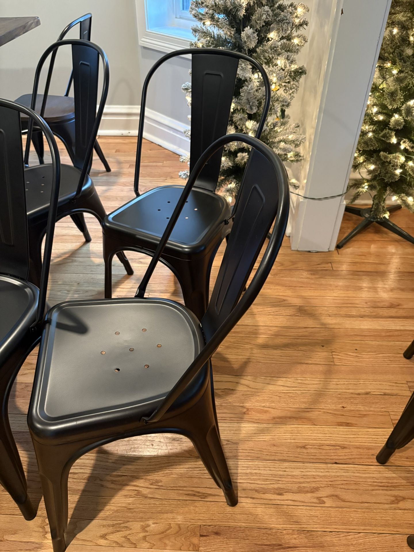 Modern Industrial Metal Dining Chairs – Set of 4