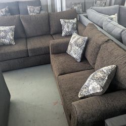Dark Brown Sofa & Loveseat 