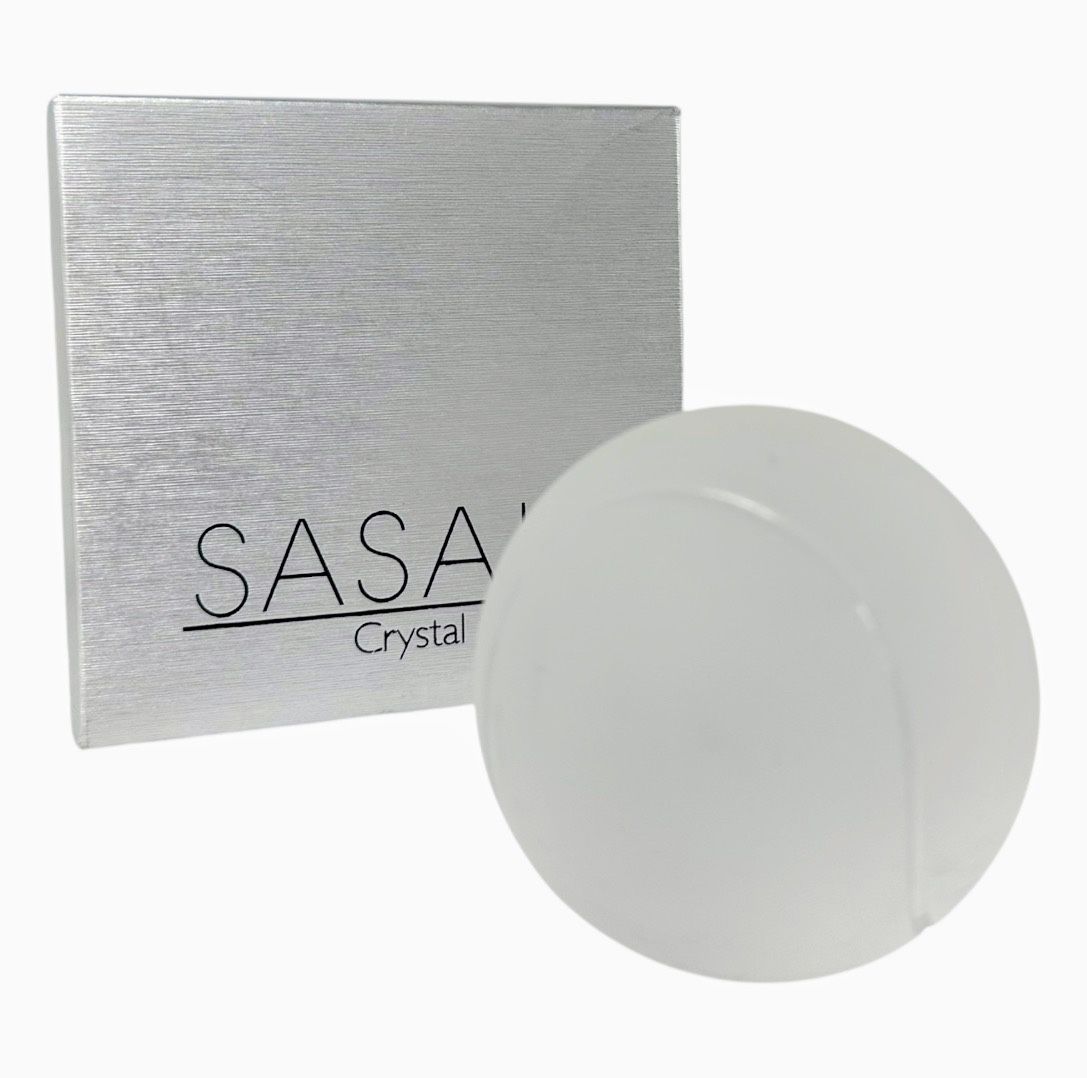 Sasaki Crystal Frosted Glass Tennis Ball Paperweight Japan - 24% Lead Crystal