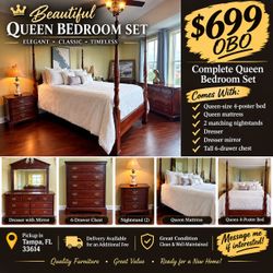 ✅ queen bedroom set broyhill ✅