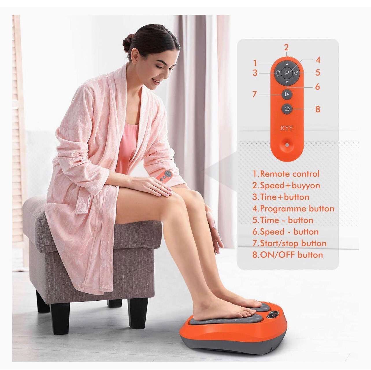 KYY Foot Massager Vibration Plate Platform Rotating Acupressure Heads W/ Remote