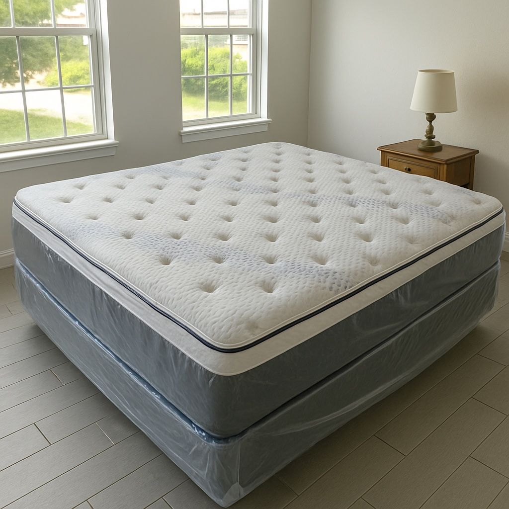 King Size Mattress 14 Inches Thick Pillow Top Also Available in Twin, Full, Queen. Same Day Delivery 🚚 New From Factory With its Plastic