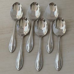 6Pc Oneida Arbor-American Harmony Soup Spoons 7 3/8” Stainless Glossy