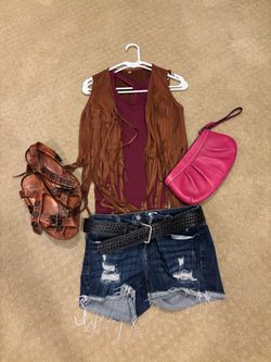 Fringe Suede Brown open Vest