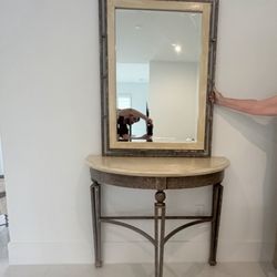 Half-Moon Foyer Table With Mirror