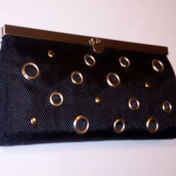 Braciano Black With Silver Hardware Clutch Purse/Wallet