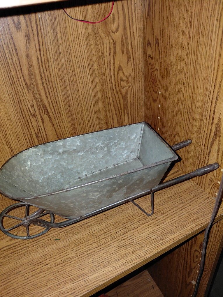 Galvanized Wheelbarrow Decor