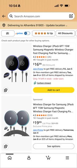 Wireless charger 2 pack 6ft  for iPhones and Samsung