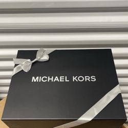 Michael Kors Black/Silver Gift Box Empty w/ Ribbon&Tissue 12"X8.75"X4". NEW