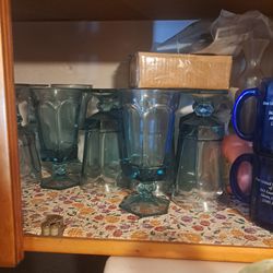 1980s blue fostoria glass