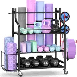 Yoga Mat Storage Racks,Home Gym Storage Rack for Dumbbells Kettlebells Foam Roller, Yoga Strap and Resistance Bands, Workout Equipment Storage Organiz