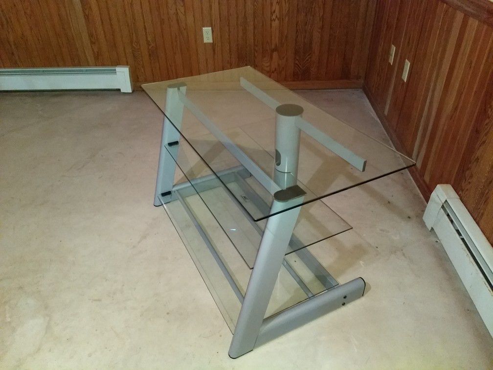 TV Stand with Glass Shelves