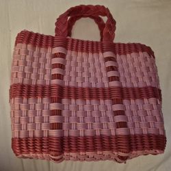 Pink And Red Plastic Woven Gap Purse