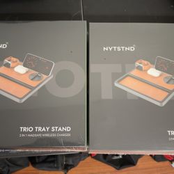 TRIO Qi2 - 3-in-1 MagSafe Saddle Brown on Black Wireless Charger