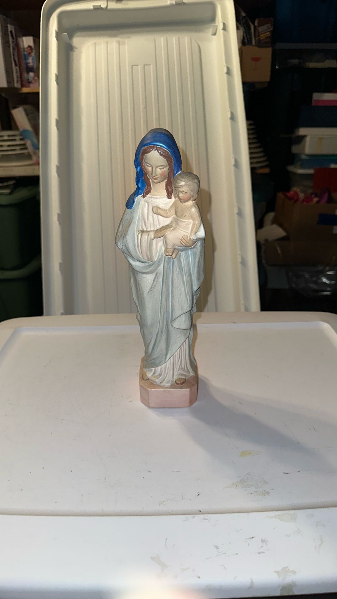 Vintage Virgin Mary Holding Baby Jesus Figurine