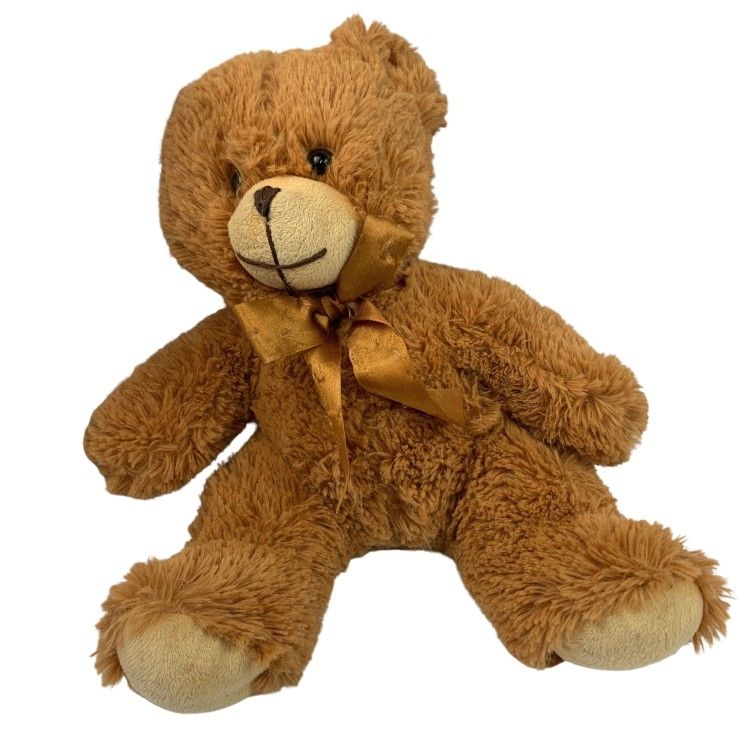 Ms Teddy Bear Inc Furry Plush Stuffed Animal Toy w/ Gold Scarf Brown Color