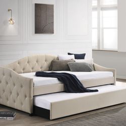 DAY BED TAUPE WITH 2 TWIN MATTRESS (CO300639) $499  