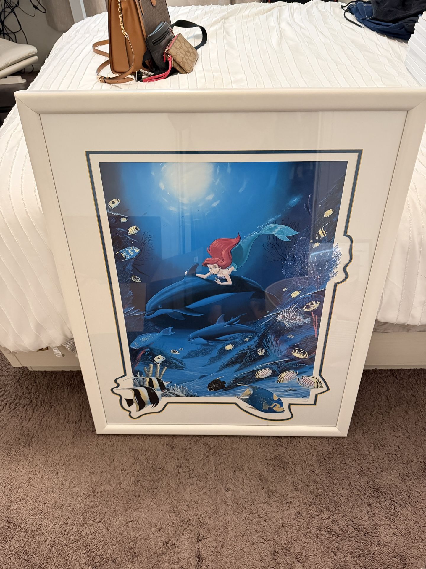 1994 little mermaid painted photo with custom frame