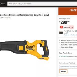 DeWalt 60V FLEXVOLT Reciprocating Saw (Tool Only) – Brand New!