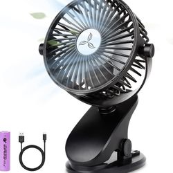 Battery Operated Clip on Stroller Fan, Portable Mini Desk Fan Rechargeable, USB Powered Clip Fan