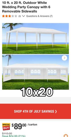 10 ft. x 20 ft. White 6 Sidewalls Canopy Tent with Carry Bag