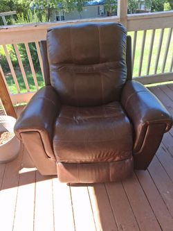 Brown leather recliner