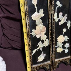 Early 1900 Antique Foldable Fine China Four Panel Screen