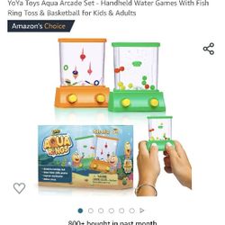 YoYa Toys Aqua Arcade Set - Handheld Water Games With Fish Ring Toss & Basketball for Kids & Adults
