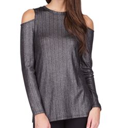 Michael Kors LS FOIL CLD SHLDR TOP/nwt