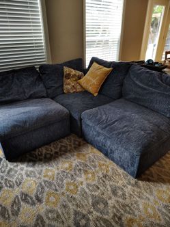 Blue Fabric Sectional Sofa