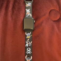 Apple Watch Series 3 38 mm Charcoal Aluminum Case Smartwatch -...Stitch Band