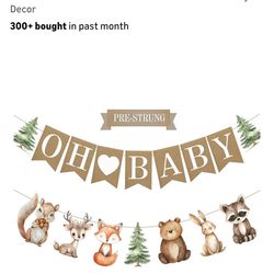 Woodland baby shower themed - decor, plates, napkins