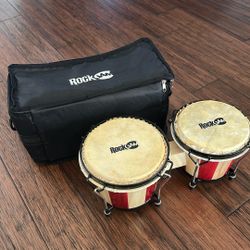 RockJam 7" and 8" Bongo Drum Set with Padded Bag and Tuning Key