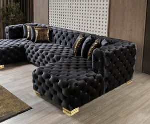 Black velvet Double Chaise Sectional