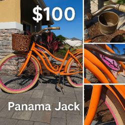 🌺 Panama Jack Women’s Cruiser Bike – Orange/Pink – Great Shape! 🌺