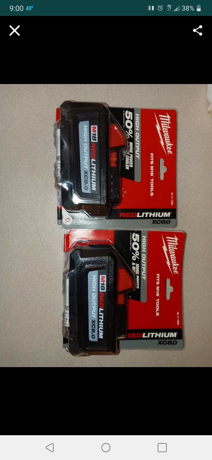2 new Milwaukee 8.0 batteries