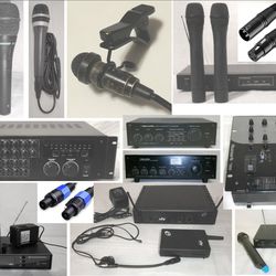 PA 1/4" Xlr Neutrik cable microphones P A amplified sound mixer Sennheiser cordless system $5--$195