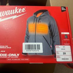 Milwaukee Men’s Heated Hoodie Jacket 2XL M12 Cordless Heated Hoodie Gray 