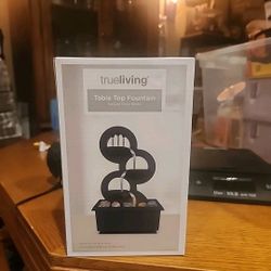 trueliving Table Top Light Up Fountain W/natural River Rocks