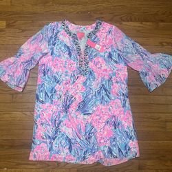 Women’s Lilly Pulitzer elenora dress in periwinkle fansea pants. Size xl. New!