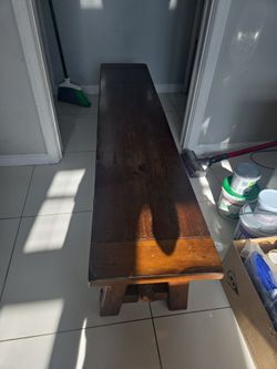 2 Rustic dark solid wood sturdy benches