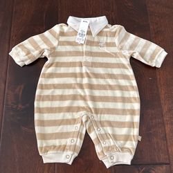 Striped Beige Baby Romper 