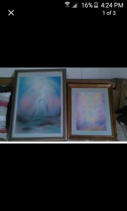 2 Beautiful framed Spiritual Artwork (pastels I believe)