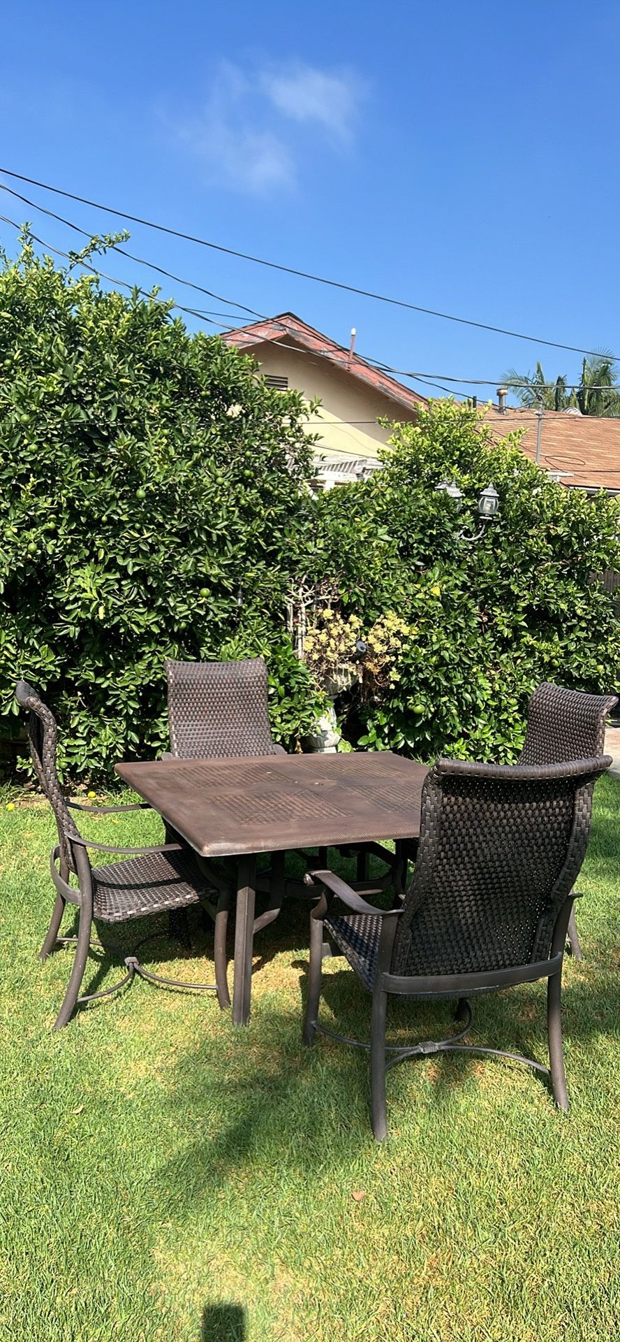 Wicker Style Outdoor Table with (4) Chairs
