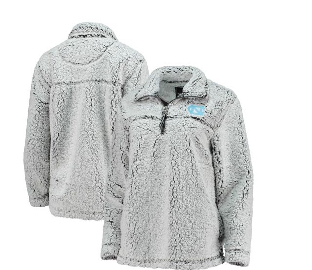 North Carolina Tar Heels Women's Sherpa Super-Soft Quarter-Zip Pullover Jacket – Gray
